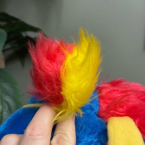 Vintage 1980s Popples FAKIE Plush Toy Bright Blue Stuffie Stuff Animal Neon - Picture 5 of 11